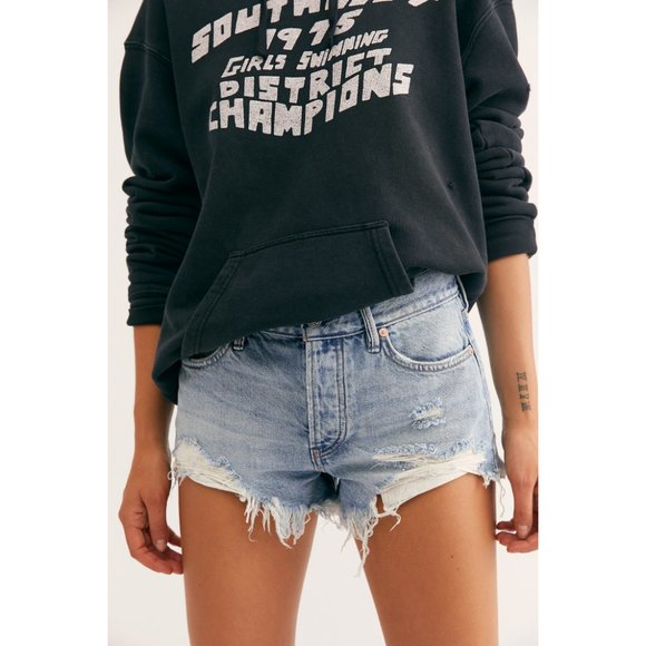 Denim Distressed Cut-Off Shorts {Free People} - Picture 2 of 4